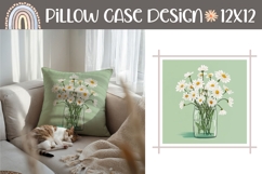 Green Pillow Design, Cartoon Flowers Pillow PNG Product Image 1