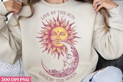Live By The Sun Love PNG, Sun and Moon Sublimation PNG Product Image 1
