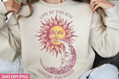 Live By The Sun Love PNG, Sun and Moon Sublimation PNG Product Image 1
