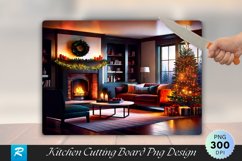 Cozy Living Room with Rustic Christmas Charm Cutting Board Product Image 1