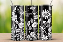 20oz Skinny Tumbler laser svg, Wildflowers pattern wrap Product Image 1