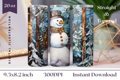 Stained Glass Snowman Sublimation, Christmas Tumbler Wrap Product Image 1