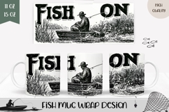 Fish On Mug Design, Fishing Mug PNG, Fisherman Mug Wrap Product Image 1