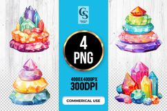 Rainbow Crystal Gemstone Clipart Sublimation PNG Product Image 1