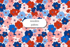 Patriotic Floral Seamless Pattern Red Blue Pink Flowers Product Image 1