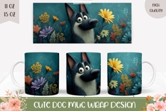 German Shepherd Mug Design, Floral Mug Sublimation Product Image 1