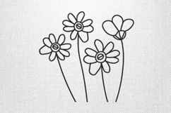Whimsical Daisy Line Art Embroidery Design Product Image 1
