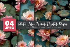 Water Lily Floral Digital Paper Product Image 1