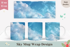 Glitter Mug Wrap, Blue Sky Mug Sublimation, Clouds Mug Product Image 1