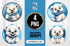 Cute Winter Polar Bear Clipart Sublimation PNG Product Image 1