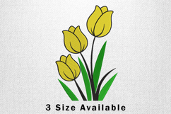 Yellow Tulip Trio Three Size Embroidery Design Product Image 1
