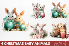Christmas Baby Animals Clipart PNG Product Image 1