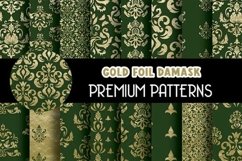 Royal Green Gold Foil Damask Patterns Product Image 1