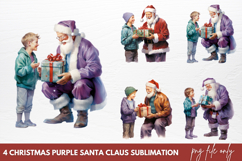 Christmas purple santa claus sublimation PNG Product Image 1