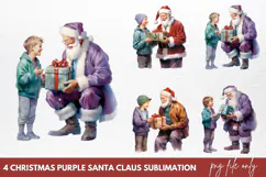 Christmas purple santa claus sublimation PNG Product Image 1