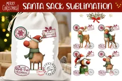 Cartoon Christmas Deer Santa Sack, Kids Santa Sack Designs Product Image 1