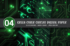 Green Cyber Circuit Digital Paper Product Image 1