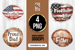 Watercolor Football Dad Quote Clipart PNG Product Image 1