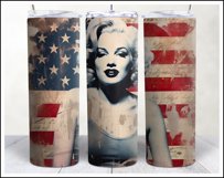 Retro American Girl Tumbler Sublimation Wrap Design 4th July Product Image 18