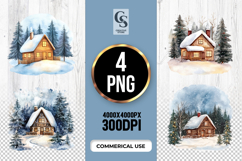 Cozy Winter Cabin Clipart Sublimation PNG Product Image 1