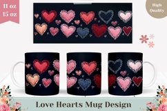 Embroidery Love Hearts Mug Design, Knitted Love Mug Wrap Product Image 1
