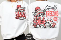 Front Back Freezing Cat Christmas PNG, Cozy Cat Front Back S Product Image 1