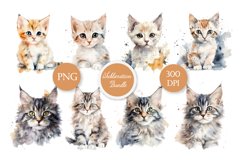 Cat &amp; Kitty, Watercolor Bundle PNG Clip Art Product Image 1