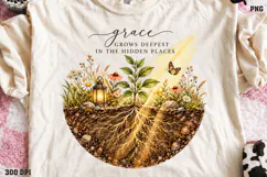 Grace Grows Deepest Christian Shirt PNG, Rooted in Grace Flo Product Image 1