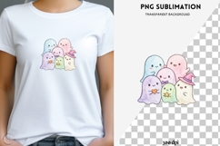 Cute Pastel Ghosts PNG, Kawaii Halloween Ghost Clipart Product Image 1