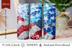 USA Tumbler Sublimation, Glitter American Flag Tumbler Product Image 1