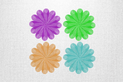 Colorful Four Daisy Floral Embroidery Design Product Image 1