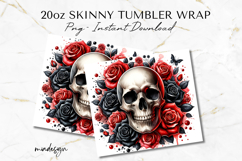 Skull 20 oz Tumbler Wrap PNG, Gothic Sublimation Design Product Image 3