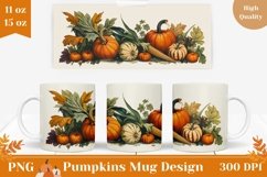 Fall Mug Wrap Design, Harvest Pumpkin Mug Sublimation PNG Product Image 1