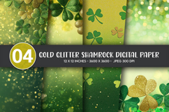Gold Glitter Shamrock Digital Paper Product Image 1