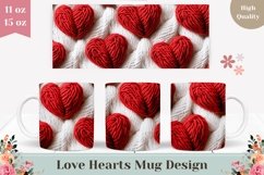 Embroidery Love Mug Wrap, Red Love Hearts Mug PNG Product Image 1