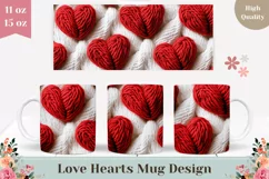 Embroidery Love Mug Wrap, Red Love Hearts Mug PNG Product Image 1