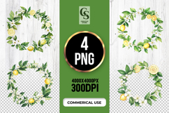 Lemon Floral Wreath Clipart PNG Product Image 1