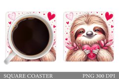 Cute Sloth Coaster Design. Valentines Sloth Coaster Product Image 1