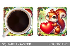 Valentines Squirrel Coaster. Squirrel Coaster Sublimation Product Image 1