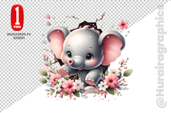 Cute Elephant Clipart - PNG File Product Image 2