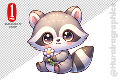 Cute Raccon Clipart - PNG File Product Image 1