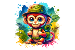 Cute Monkey Clipart - PNG File Product Image 1