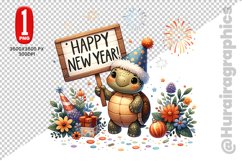 Cute Turtle Clipart - PNG File Product Image 1