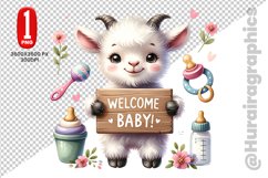 Cute Goat Clipart - PNG File Product Image 1