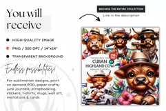 Cuban Highland cow Clipart, summer Highland calf, cigar PNG Product Image 2