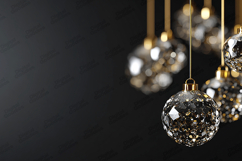 Hanging Crystal Ornaments with Gold Detailing on Black Product Image 1