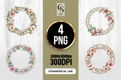 Vintage Lace Floral Wreath Clipart Sublimation PNG Product Image 1