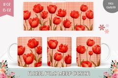 Red Tulips Mug Wrap, Floral Mug, Flowers Mug Design Product Image 1