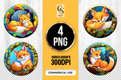 Cute Fox In Forest Leaves Clipart Sublimation PNG Product Image 1