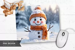 Cozy Snowman in Winter Wonderland Mouse Pad PNG Product Image 1